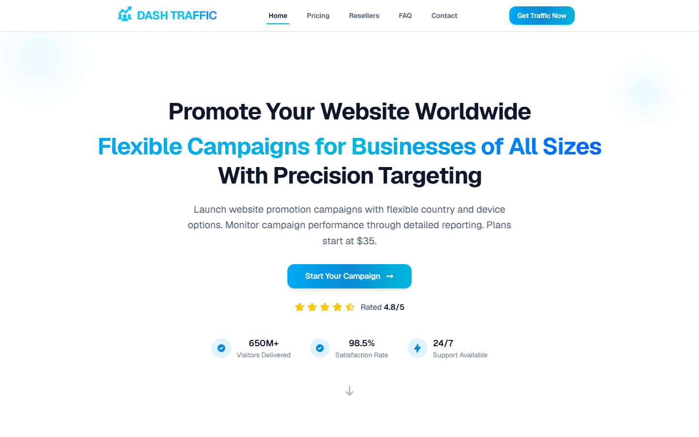 DashTraffic website